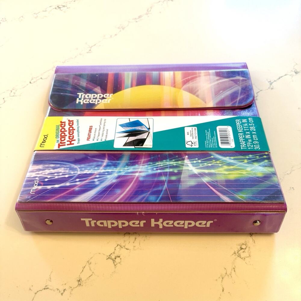 Mead Trapper Keeper Binder Retro Neon Galaxy Sunset Design 1” New with Tags - Picture 7 of 7
